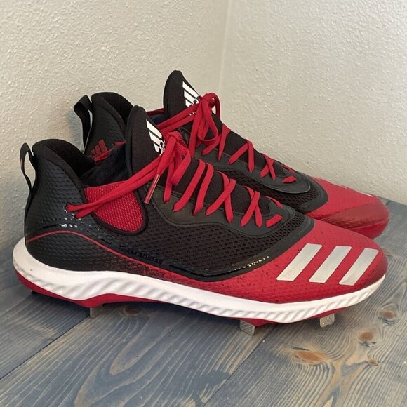 Adidas Icon V Metal Baseball Cleats Black Red - Men’s Size 14 (Z5) - Picture 2 of 6